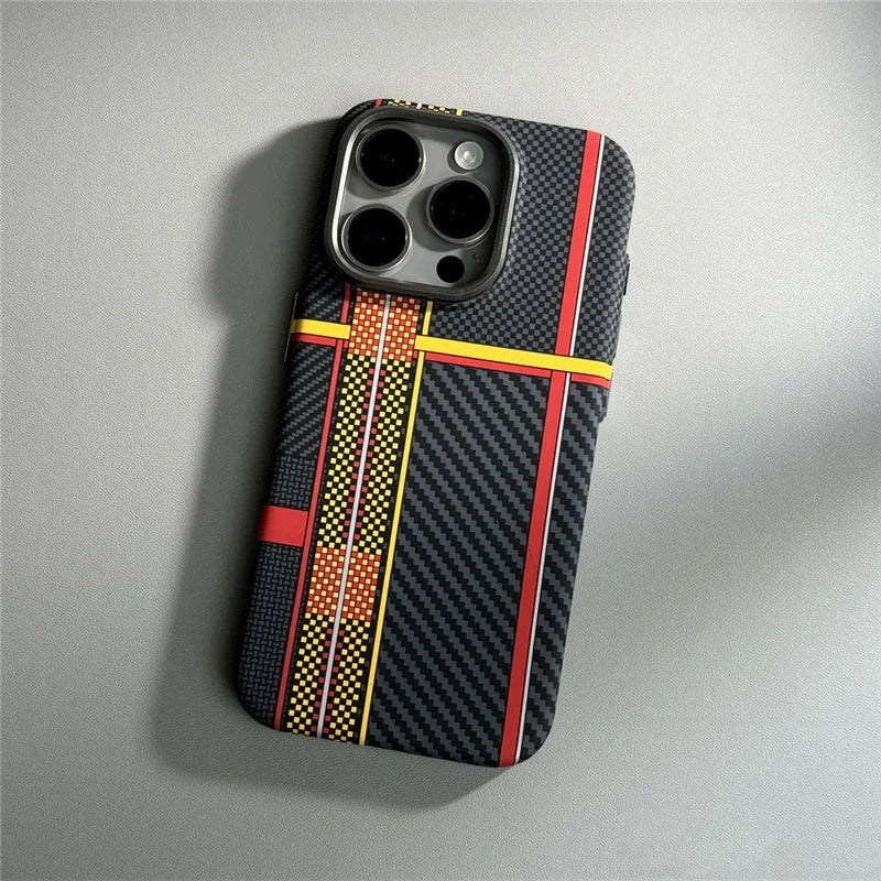 Trendy Carbon Fibre Relief MagSafe Case for iPhone 23,13,14,15,16 Series (Pro , Pro Max)