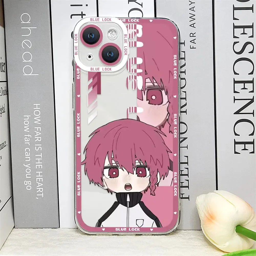 Cartoon Blue Lock Anime Phone Case – Clear Thin Silicone Cover