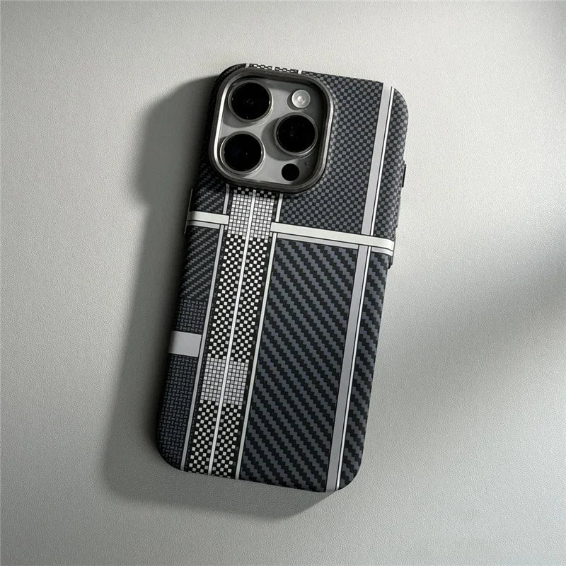 Trendy Carbon Fibre Relief MagSafe Case for iPhone 23,13,14,15,16 Series (Pro , Pro Max)