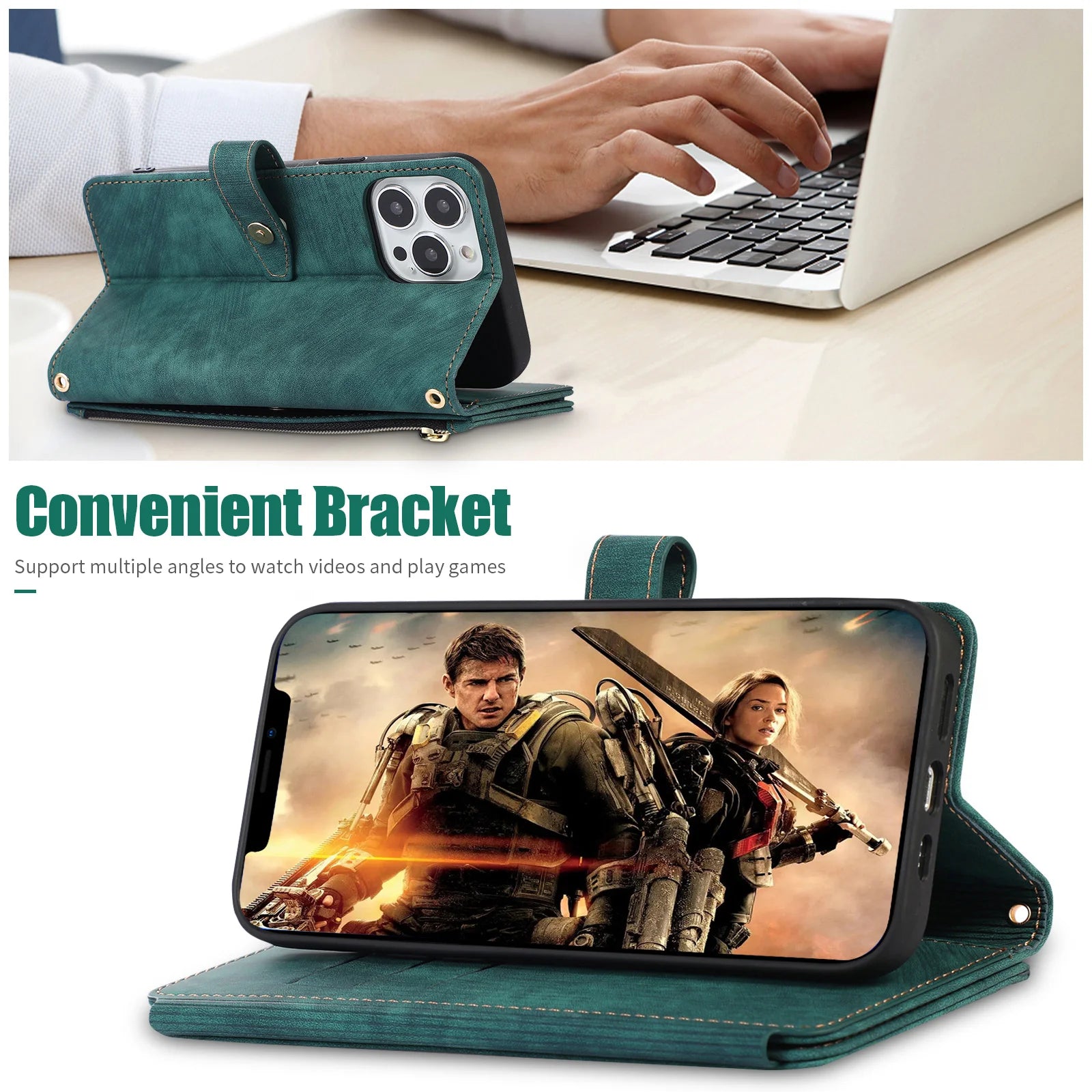 Crossbody ZipperWallet Case with Card Holder &amp; Lanyard