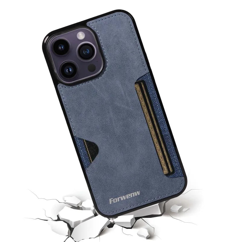 Retro Card Holder Phone Case – PU Leather Wallet Cover