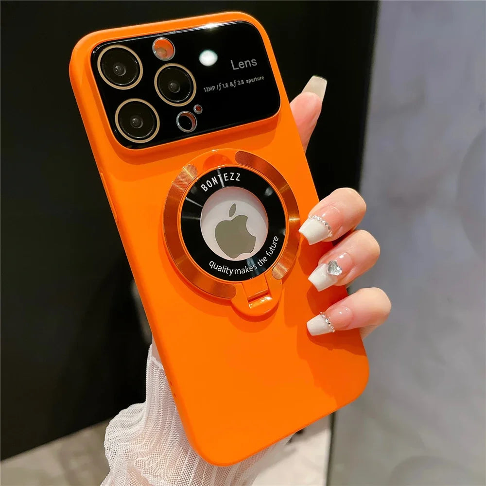 uxury MagSafe Magnetic Hard PC Frame Stand Phone Case