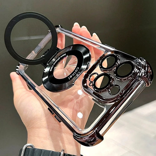 Shockproof MagSafe Clear Case with Magnetic Holder Stand