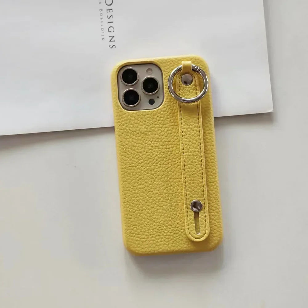 Wrist Strap & Finger Ring Phone Case – PU Leather Cover with Stand