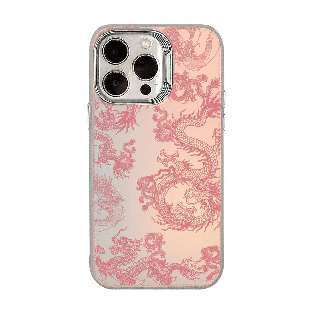 Cartoon laser pink dragon 3D shockproof phone case for iphone