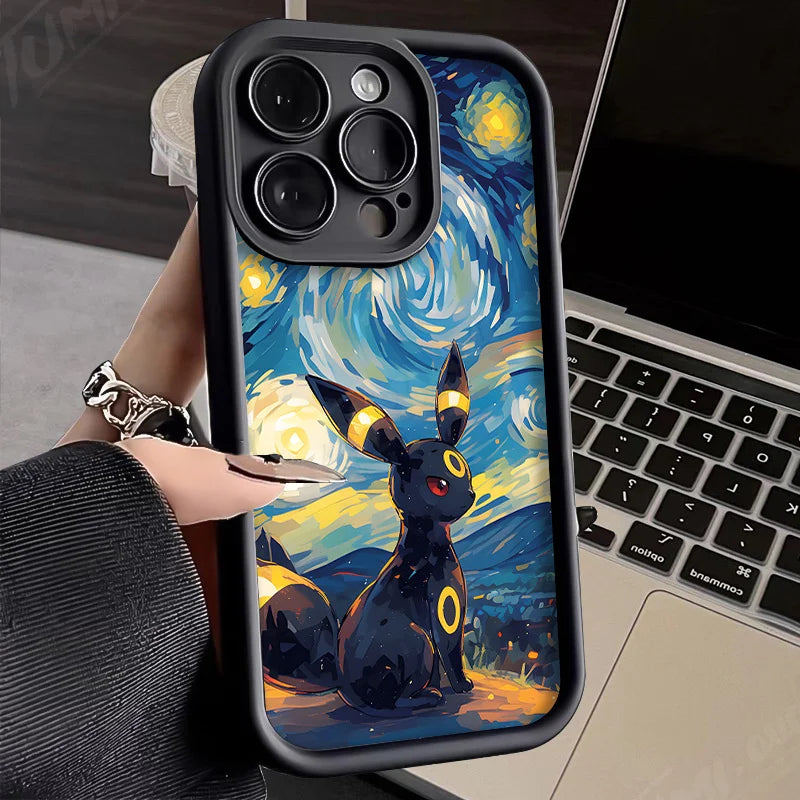 Oil Painting Pokémon Silicone Phone Case: