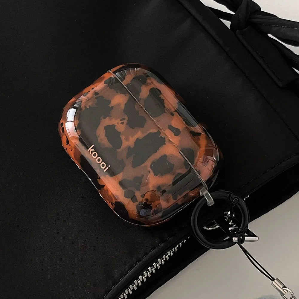 Leopard Print Soft Case with Hook for AirPods 4