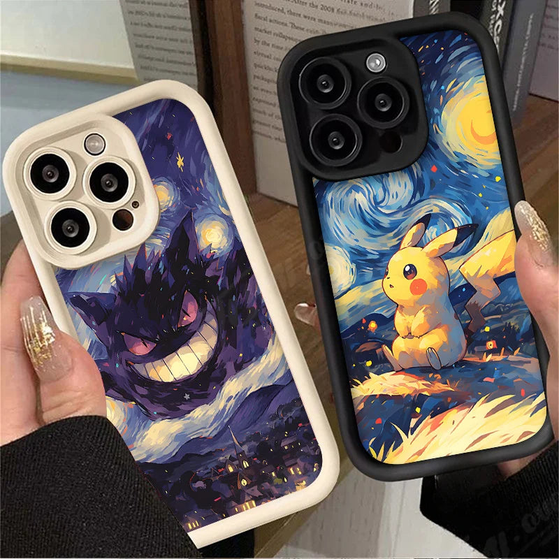 Oil Painting Pokémon Silicone Phone Case: