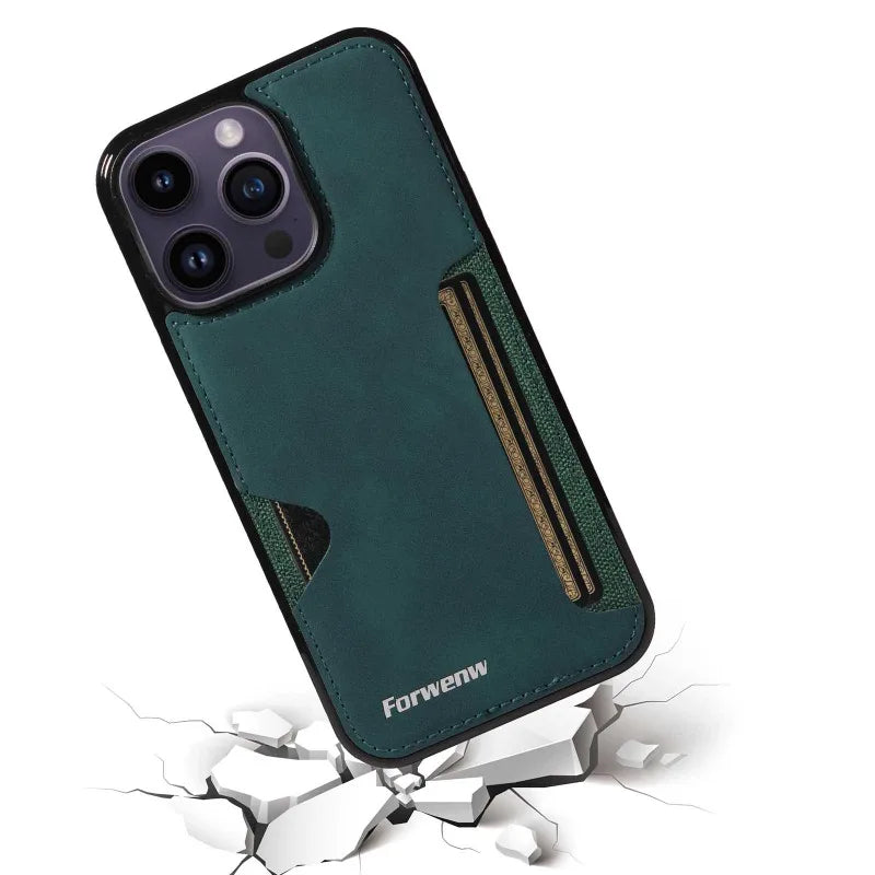 Retro Card Holder Phone Case – PU Leather Wallet Cover