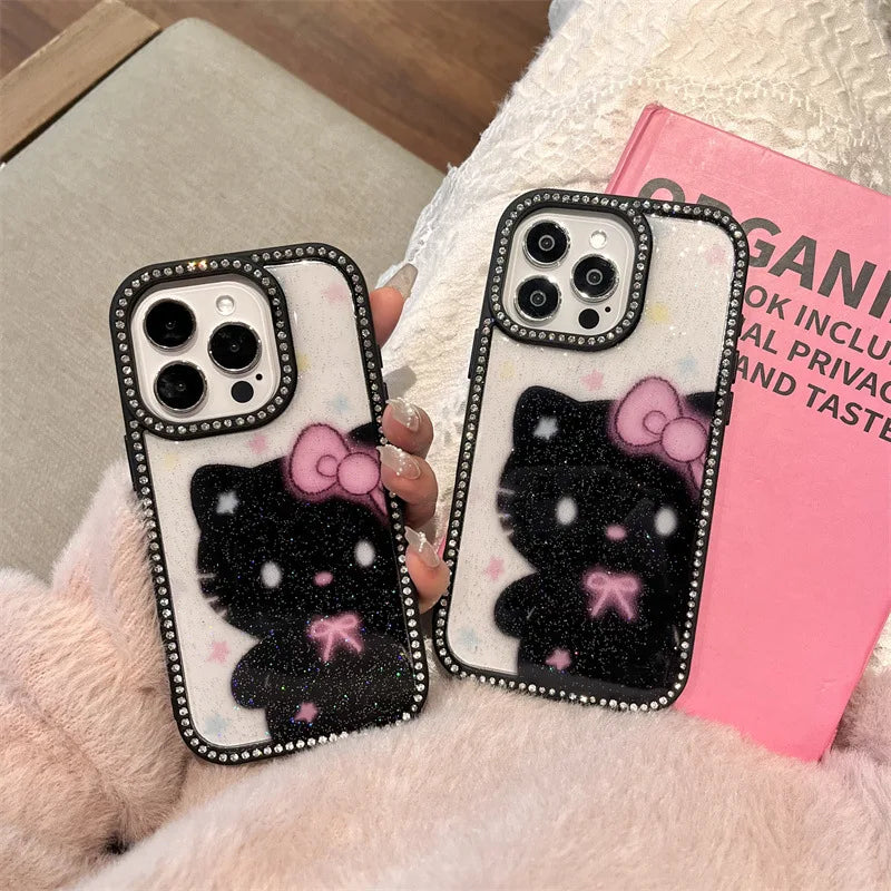 Sanrio Hello Kitty Diamond Phone Case – Sparkling Black Soft Shell