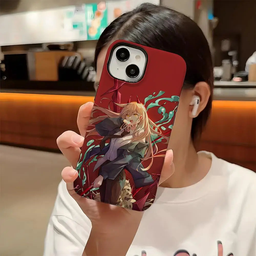 Power Chainsaw Man Anime Phone Case – Two-in-One Glossy HD Hard PC Cover