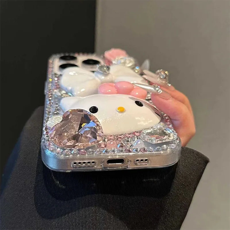Sanrio Hello Kitty Rhinestone Phone Case – Transparent Soft Shell