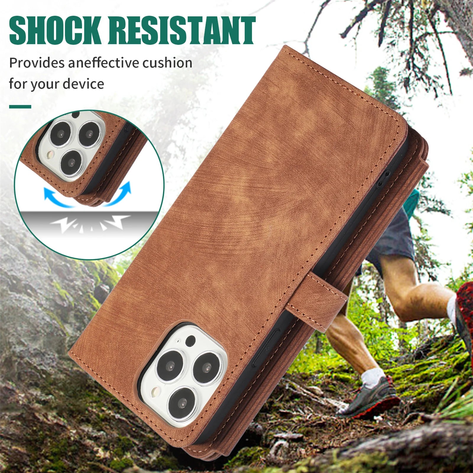 Wallet Case for iPhone – Leather Cover with Card Holder &amp; Lanyard