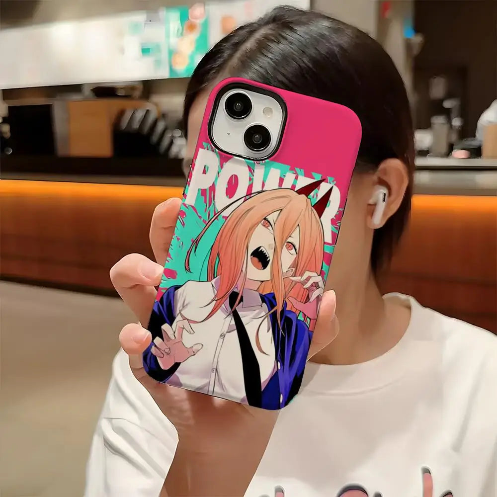 Power Chainsaw Man Anime Phone Case – Two-in-One Glossy HD Hard PC Cover