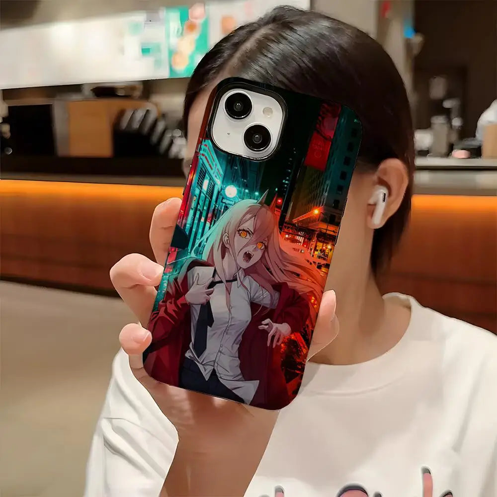 Power Chainsaw Man Anime Phone Case – Two-in-One Glossy HD Hard PC Cover