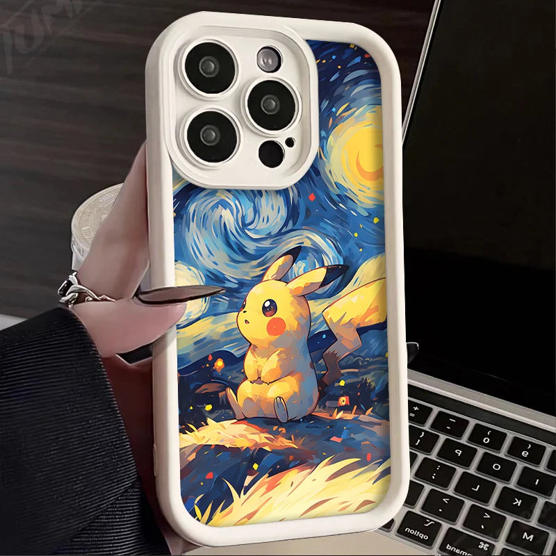 Oil Painting Pokémon Silicone Phone Case:
