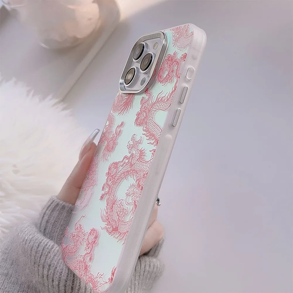 Cartoon laser pink dragon 3D shockproof phone case for iphone