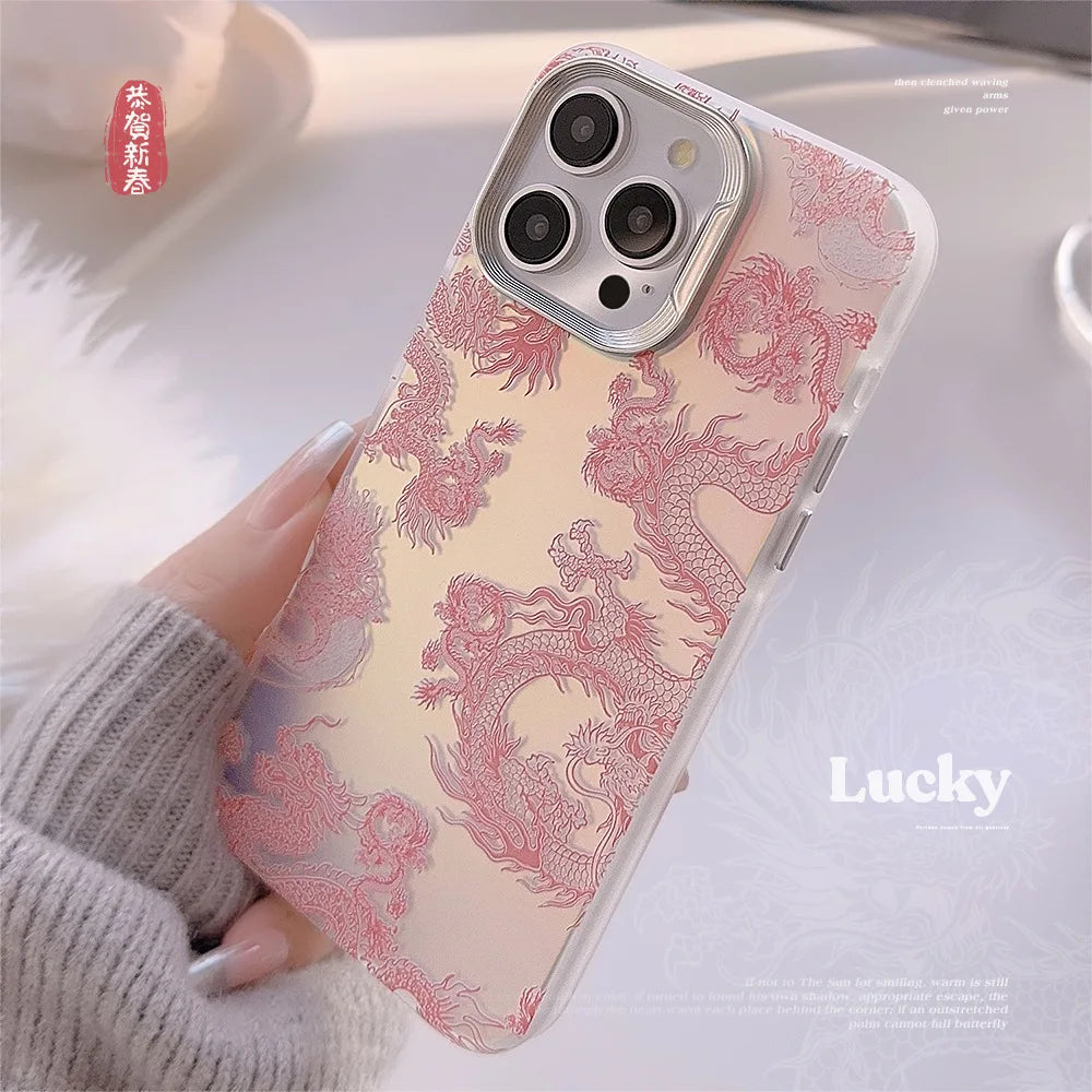 Cartoon laser pink dragon 3D shockproof phone case for iphone