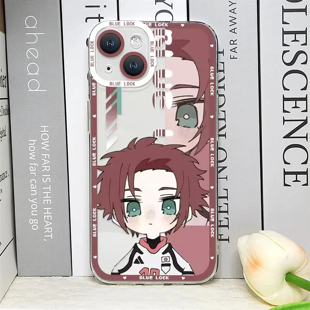 Cartoon Blue Lock Anime Phone Case – Clear Thin Silicone Cover
