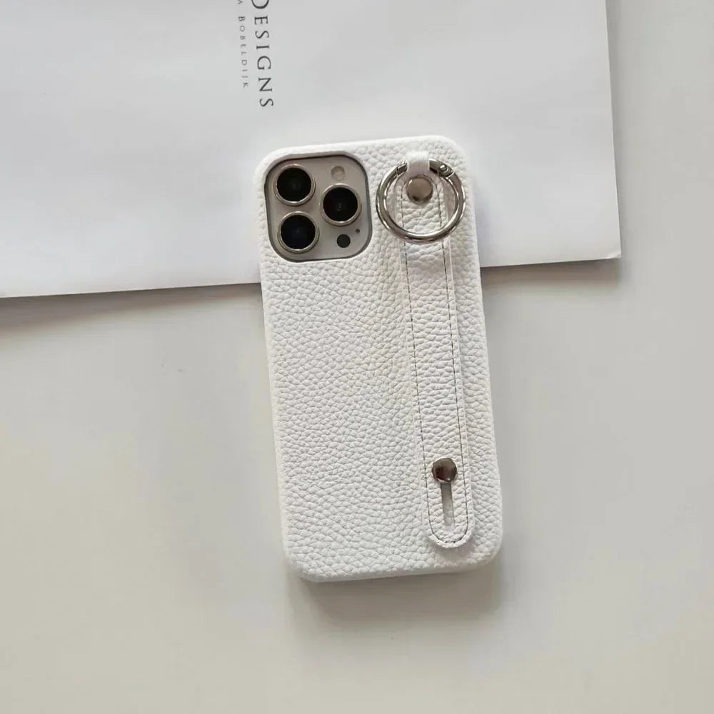 Wrist Strap & Finger Ring Phone Case – PU Leather Cover with Stand