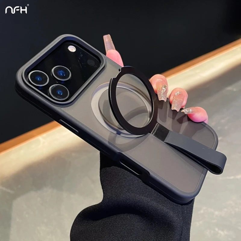 Luxury Magnetic MagSafe Phone Case with Stand & Lanyard