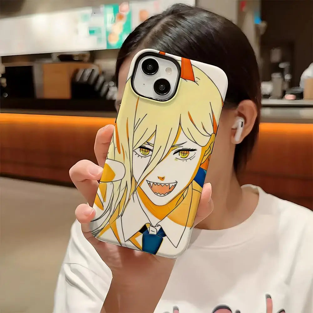 Power Chainsaw Man Anime Phone Case – Two-in-One Glossy HD Hard PC Cover