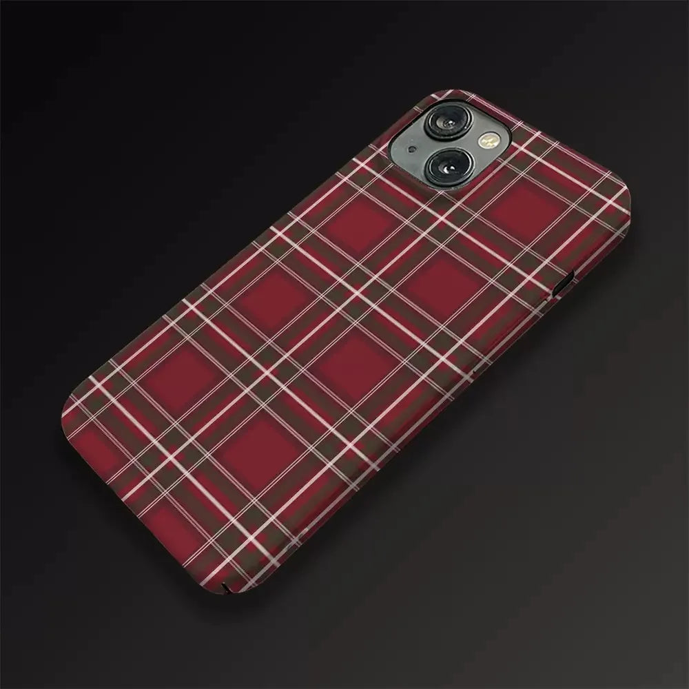Ins Red British Style Phone Case – Acrylic & TPU Two-in-One Magnetic Cover
