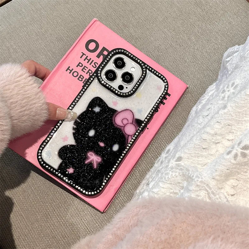 Sanrio Hello Kitty Diamond Phone Case – Sparkling Black Soft Shell