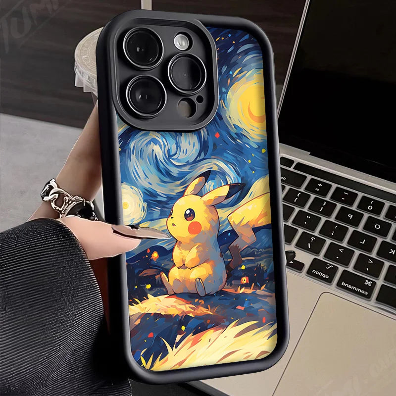 Oil Painting Pokémon Silicone Phone Case: