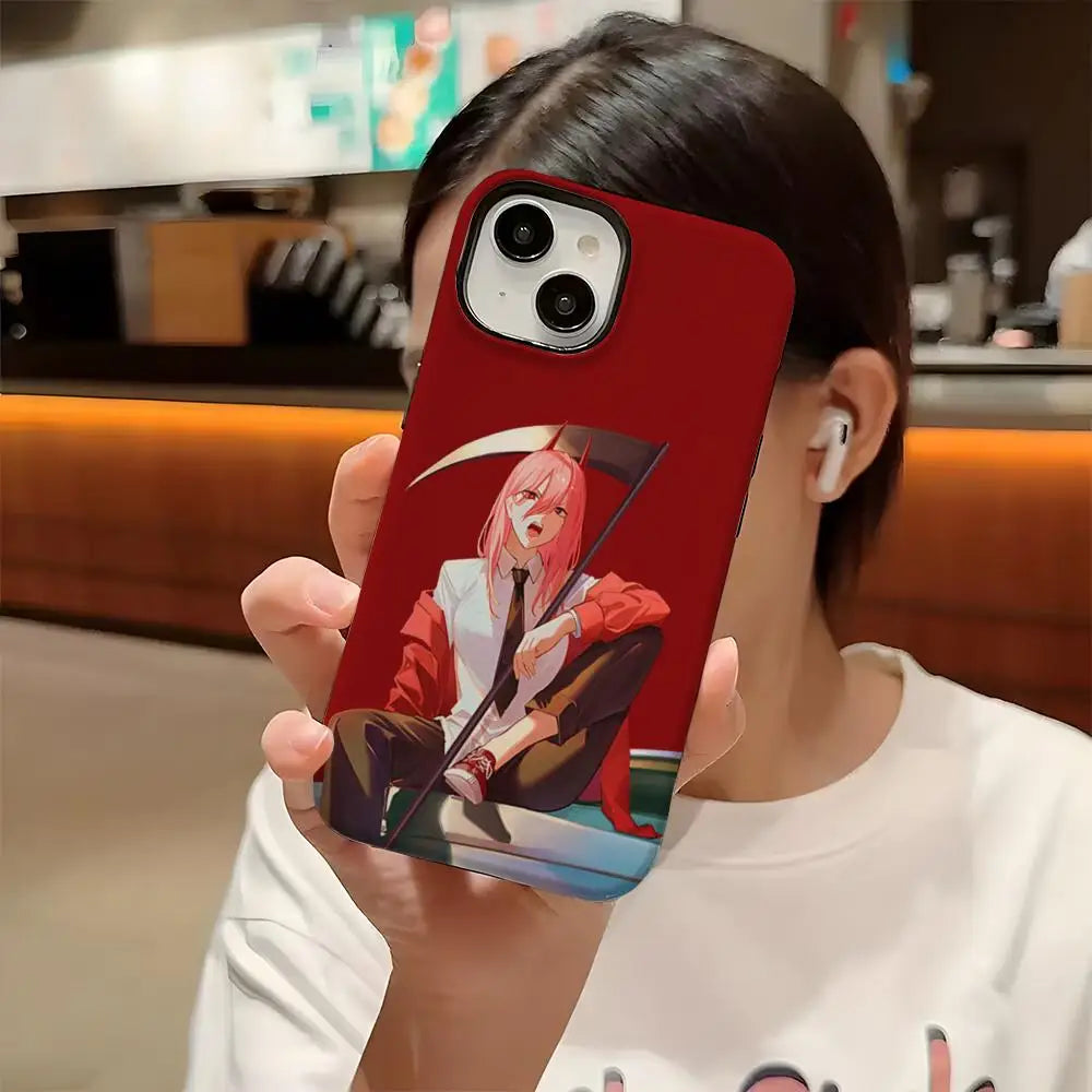 Power Chainsaw Man Anime Phone Case – Two-in-One Glossy HD Hard PC Cover