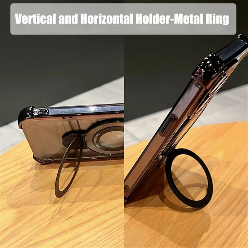 Shockproof MagSafe Clear Case with Magnetic Holder Stand