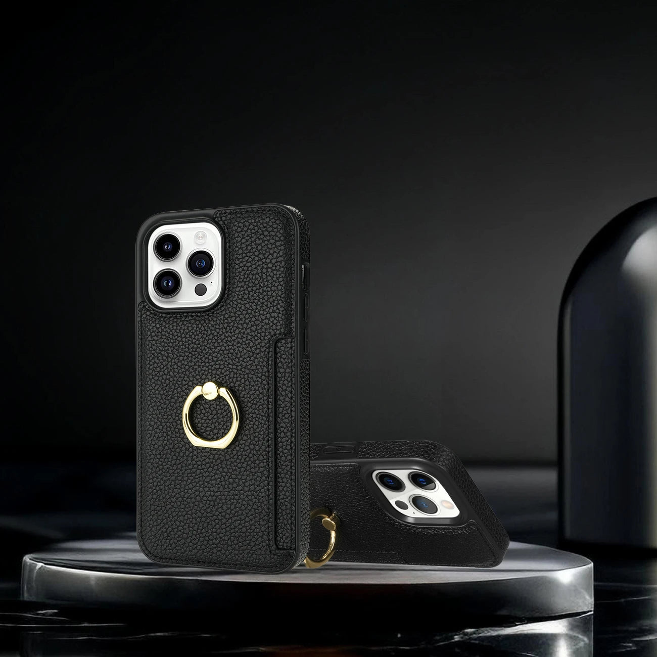 Ring Holder Card Slot Leather Wallet