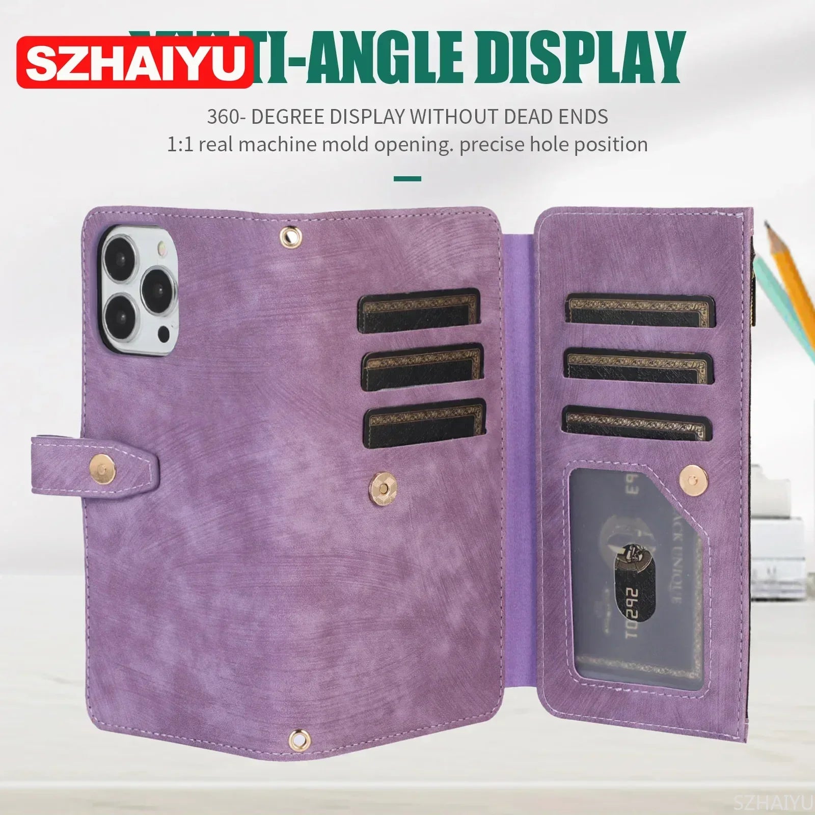 Crossbody ZipperWallet Case with Card Holder &amp; Lanyard