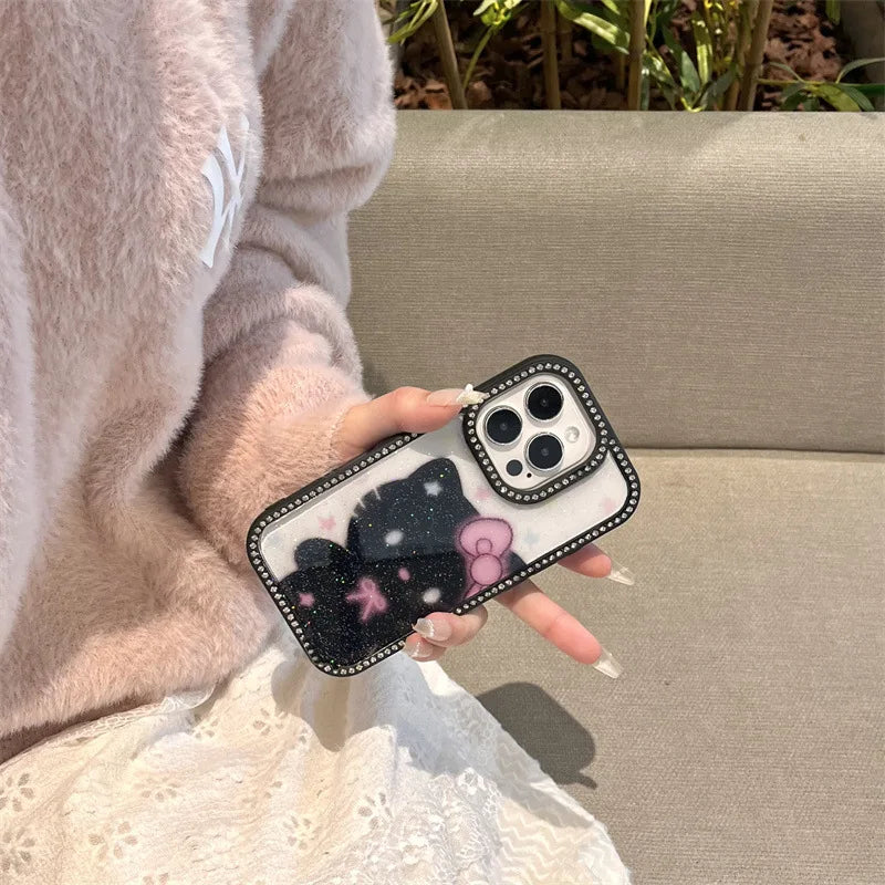 Sanrio Hello Kitty Diamond Phone Case – Sparkling Black Soft Shell