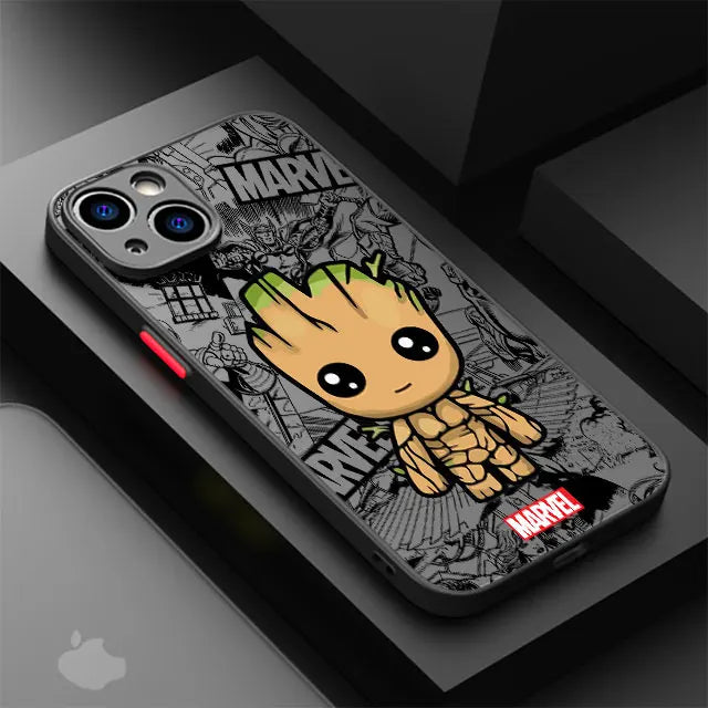 Cartoon Marvel Groot & Spider-Man Phone Case – Shockproof Armor Cover