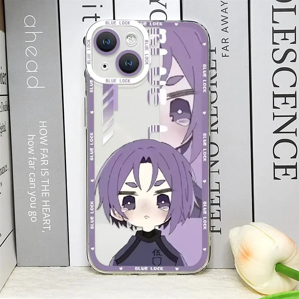Cartoon Blue Lock Anime Phone Case – Clear Thin Silicone Cover