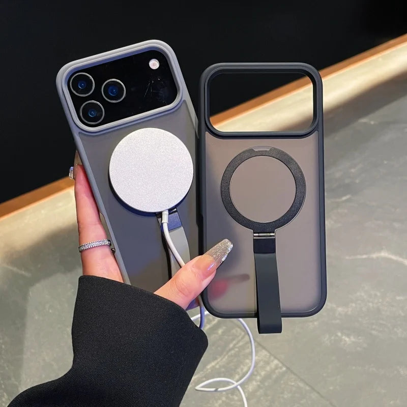 Luxury Magnetic MagSafe Phone Case with Stand & Lanyard