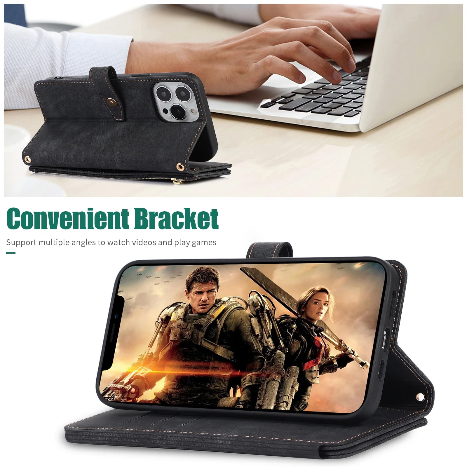 Crossbody ZipperWallet Case with Card Holder &amp; Lanyard